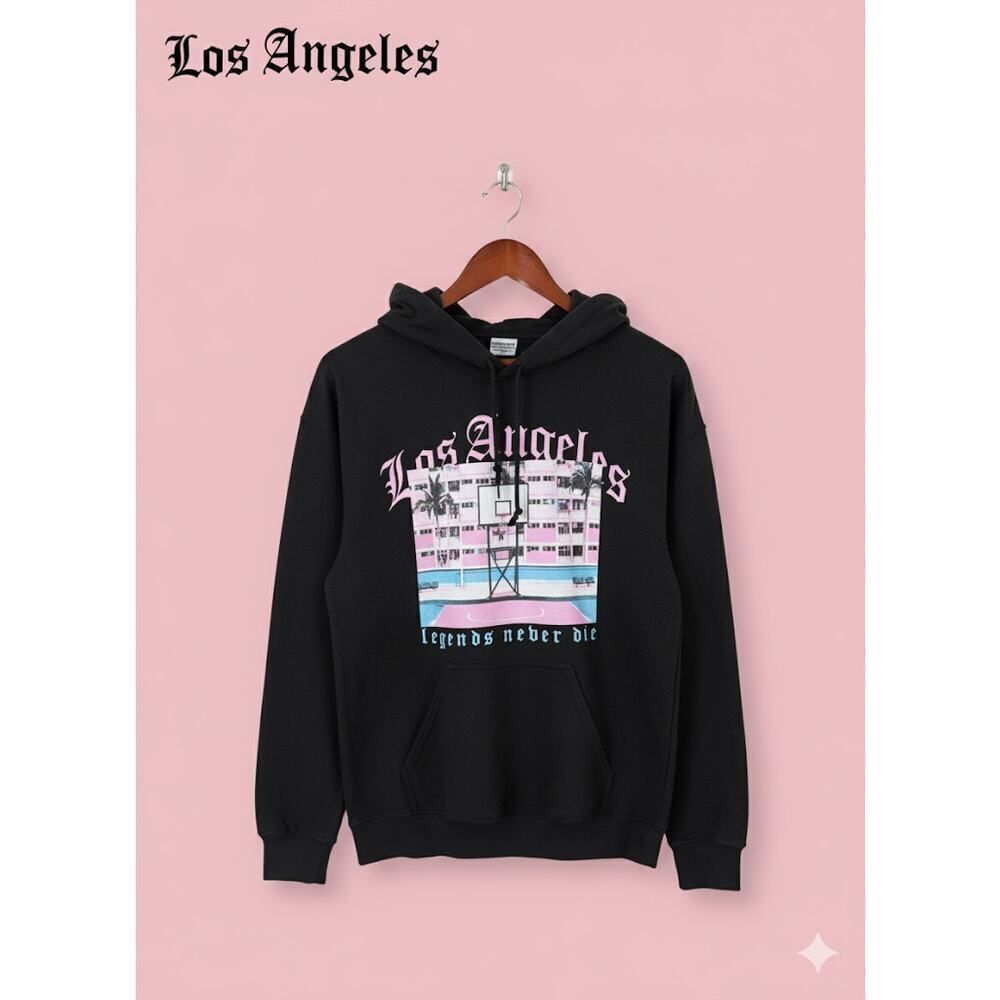 Gildan Los Angeles Legends Never Die Black Hooded Sweatshirt Hoodie M Streetwear